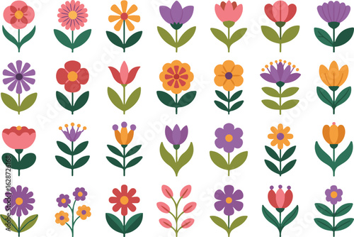 Colorful Minimalist Scandinavian Floral Icons