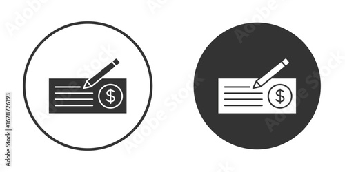 Money check icon for your web mobile application design. Modern flat.