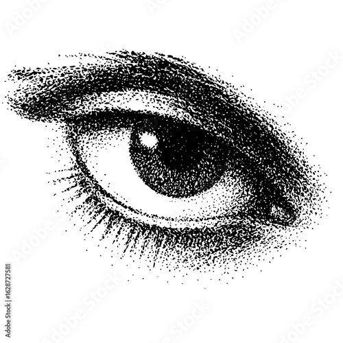 Realistic Eye Illustration Using Stippling Technique