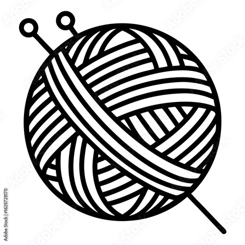 Art of ball of yarn with knitting needles