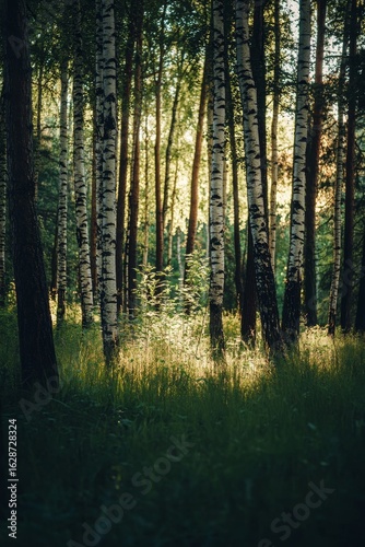 Wallpaper Mural A summer day's evening is characterized by a dark forest and a glossy glade Torontodigital.ca