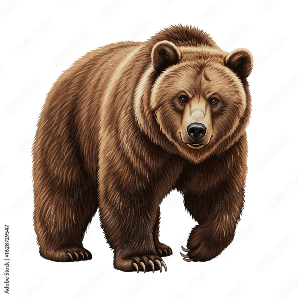 Obraz premium Brown bear walking isolated on transparent background isolated transparent background