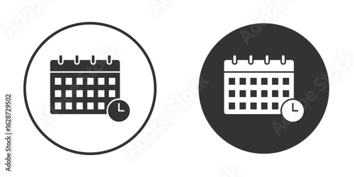 Calendar clock icon for your web mobile application design. Modern flat.