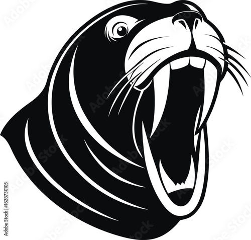 Vector illustration of sea lion silhouette isolated on white background