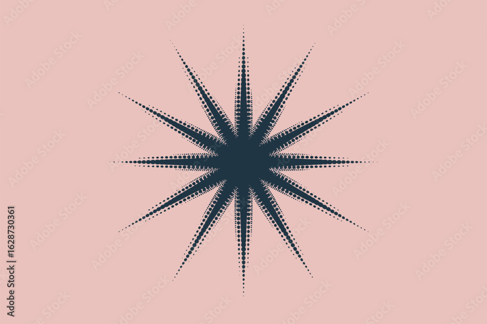 Fototapeta premium A starburst pattern made of small dots radiating from a central point on a pale pink background art