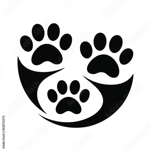 Cartoon Paws in a Circle Logo Silhouette
