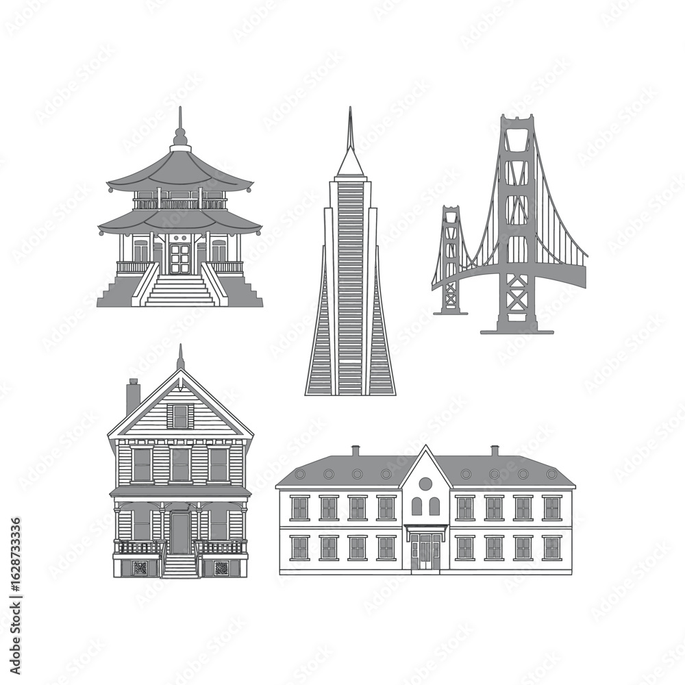 Fototapeta premium International Landmark Buildings and Architecture Collection