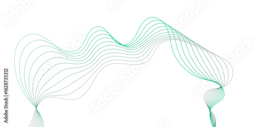Dynamic wave lines on a white background, featuring immersive colors and smooth curves, representing concepts of creativity, technology, and modern flowing symmetrical design element.