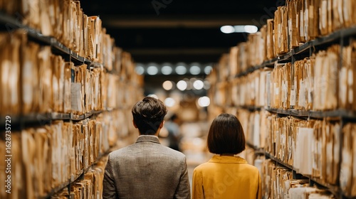 Couple Exploring Archives: A Journey Through Time