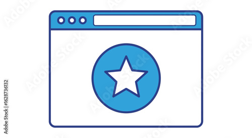 Free Download Vector art of a blue browser window displays a white star inside a blue circle, symbolizing a favorite or important web page - GFXLoad