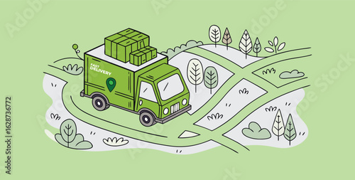 Online Delivery Icon Flat Design Termplate