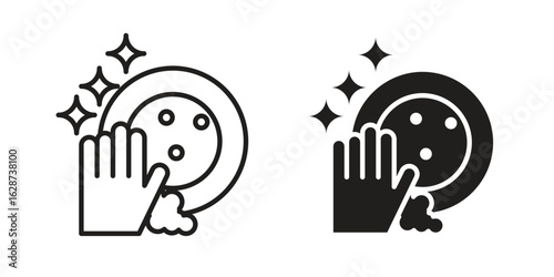 Washing dishes icon. Sign design in outline and flat style for web