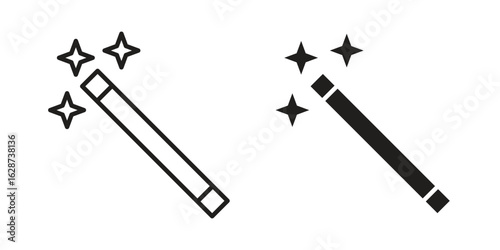 Wand icon. Sign design in outline and flat style for web