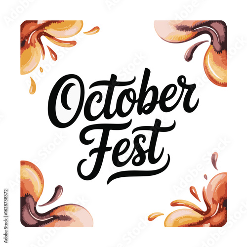 October Fest lettering with abstract liquid splashes typography calligraphy