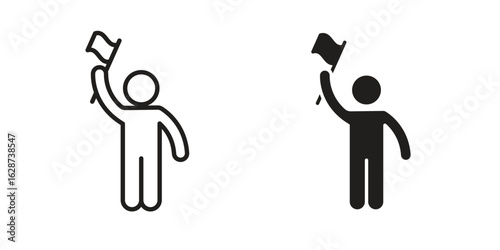 Tour guide icon. Sign design in outline and flat style for web