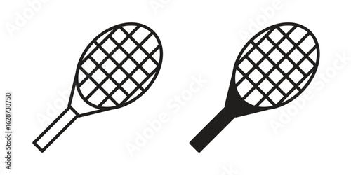 Tennis racket icon. Sign design in outline and flat style for web