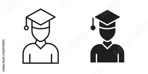 Student icon. Sign design in outline and flat style for web
