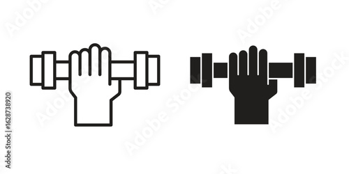 Strength training icon. Sign design in outline and flat style for web