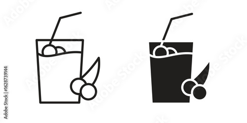 Smoothies icon. Sign design in outline and flat style for web