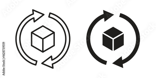 Replacement icon. Sign design in outline and flat style for web