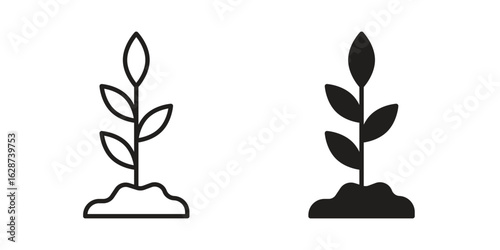 Plant icon. Sign design in outline and flat style for web