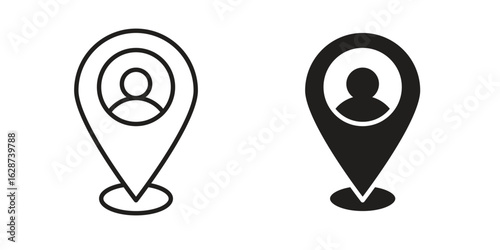 Placement icon. Sign design in outline and flat style for web
