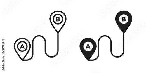 Path A to B icon. Sign design in outline and flat style for web