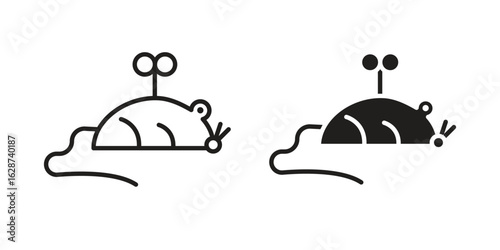 Mouse toy icon. Sign design in outline and flat style for web