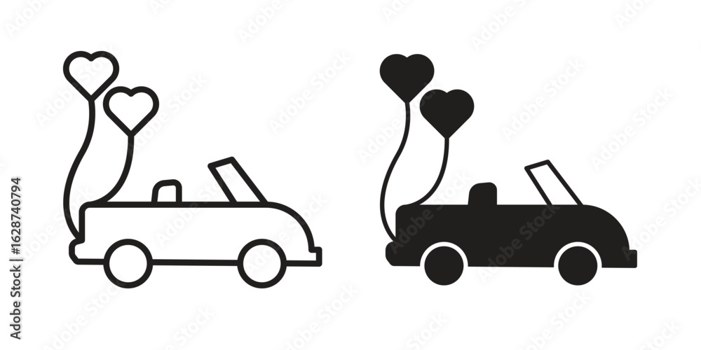 Naklejka premium Just married icon. Sign design in outline and flat style for web