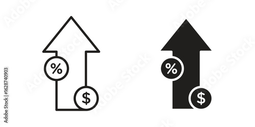 Increase rate icon. Sign design in outline and flat style for web