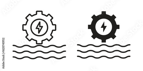 Hydraulic energy icon. Sign design in outline and flat style for web