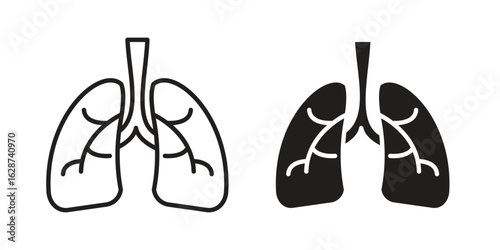 Human lungs icon. Sign design in outline and flat style for web