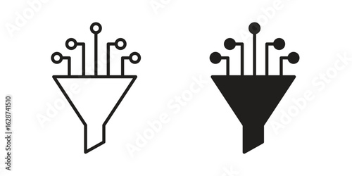 Funneling data icon. Sign design in outline and flat style for web