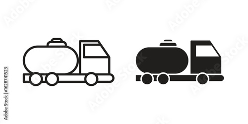Fuel truck icon. Sign design in outline and flat style for web