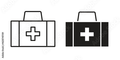 First aid kit icon. Sign design in outline and flat style for web