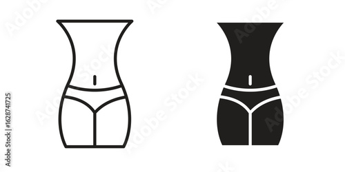 Female hips and waist icon. Sign design in outline and flat style for web
