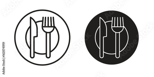 Eatery icon. Sign design in outline and flat style for web
