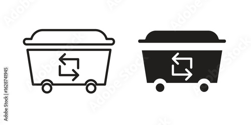 Dumpster icon. Sign design in outline and flat style for web