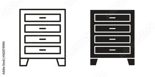 Dresser icon. Sign design in outline and flat style for web