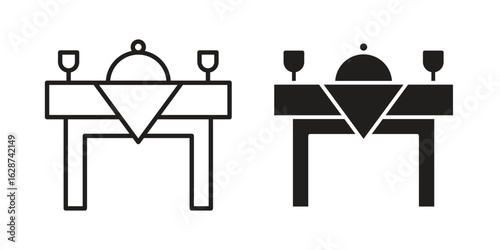 Dining table icon. Sign design in outline and flat style for web