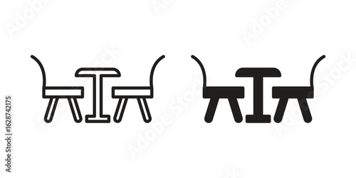 Dining table icon. Sign design in outline and flat style for web