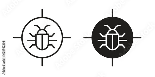 Debug icon. Sign design in outline and flat style for web