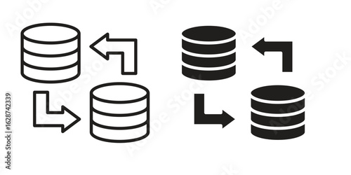 Data Migration icon. Sign design in outline and flat style for web
