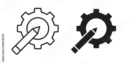 Customized icon. Sign design in outline and flat style for web