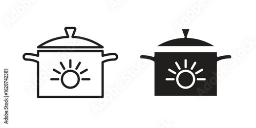 Crock pot icon. Sign design in outline and flat style for web