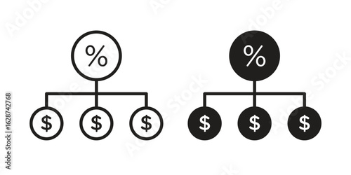 Commission icon. Sign design in outline and flat style for web