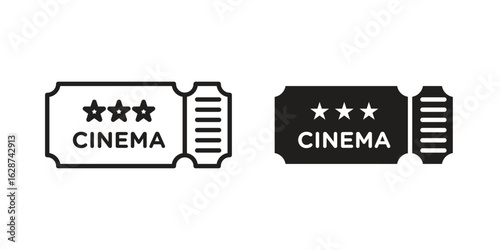 Cinema tickets icon. Sign design in outline and flat style for web