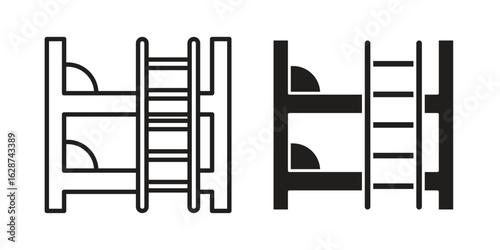 Bunk bed icon. Sign design in outline and flat style for web