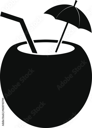 Coconut drink silhouette vector coconut drink icon