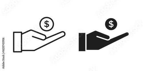 Affordable icon. Sign design in outline and flat style for web